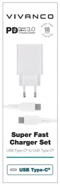 Vivanco PD3.0 USB-C Ladeset (18W) Weiß 2 Vivanco PD3.0 USB-C Ladeset (18W) Weiß – Bild 2
