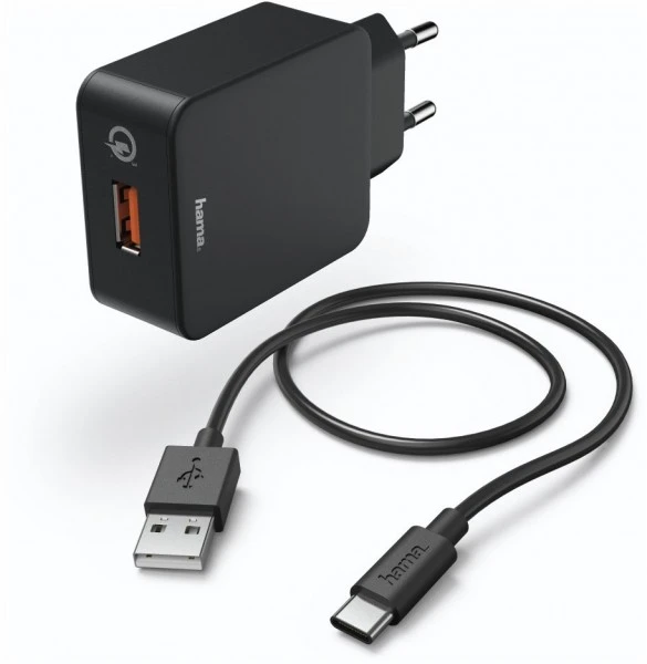 Hama Ladeset USB Type-C QC 3.0 (3A) Schwarz 1 Hama Ladeset USB Type-C QC 3.0 (3A) Schwarz