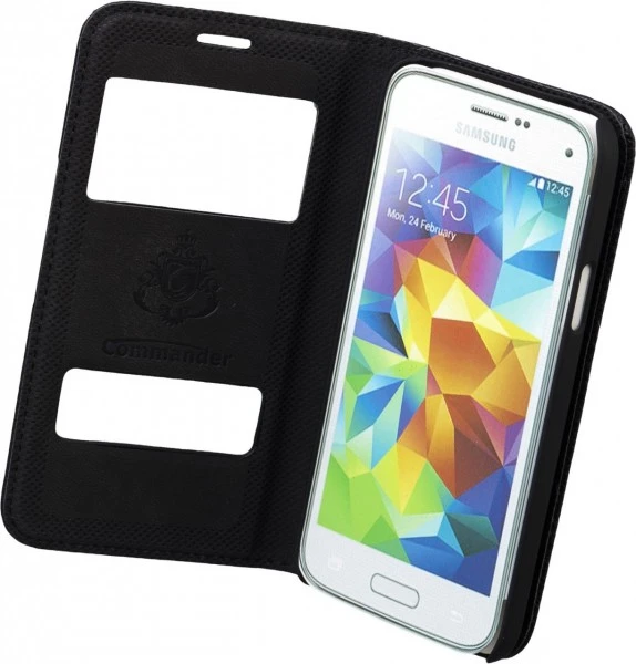 Commander Double Window (Leder) Für Galaxy S5 Mini Schwarz 4 Commander Double Window (Leder) Für Galaxy S5 Mini Schwarz – Bild 4
