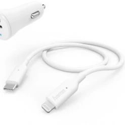 Hama Kfz-Ladeset Lightning (18W) (1m) Weiß