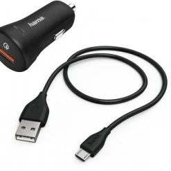 Hama Micro-USB-KFZ-Ladeset (1,5m) Ladegerät QC3.0+Micro-USB-Kabel