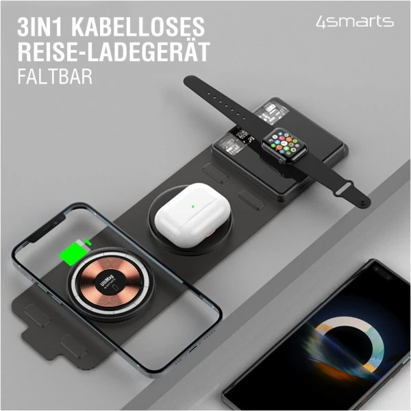4smarts UltiMag Wireless Charger (15W) TripleFold Schwarz 3 4smarts UltiMag Wireless Charger (15W) TripleFold Schwarz – Bild 3