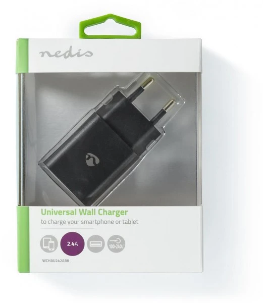 Nedis WCHAU242ABK Netzladegerät (2,4A) Schwarz 3 Nedis WCHAU242ABK Netzladegerät (2,4A) Schwarz – Bild 3