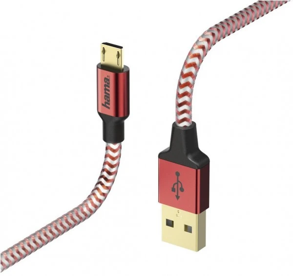 Hama Micro-USB-Kabel Reflected (1,5m) Rot 1 Hama Micro-USB-Kabel Reflected (1,5m) Rot