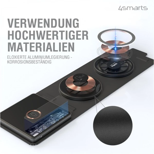 4smarts UltiMag Wireless Charger (15W) TripleFold Schwarz 2 4smarts UltiMag Wireless Charger (15W) TripleFold Schwarz – Bild 2