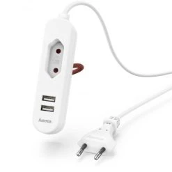 Hama USB-Netzteil (2,4A) Mit Eurobuchse Und Kabel Weiß