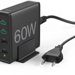 Hama Ladestation 4-fach (60W) 2x PD/QC USB-C, 2x USB-A Schwarz