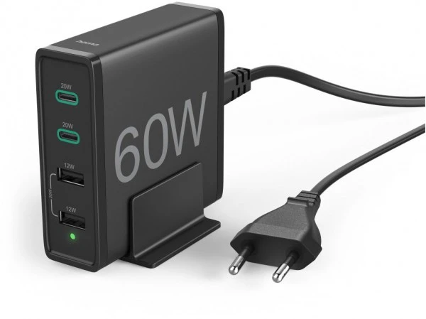 Hama Ladestation 4-fach (60W) 2x PD/QC USB-C, 2x USB-A Schwarz 1 Hama Ladestation 4-fach (60W) 2x PD/QC USB-C, 2x USB-A Schwarz