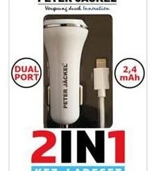 Peter Jäckel USB Car Charger Set 2in1 Dual Port Typ-C Weiss