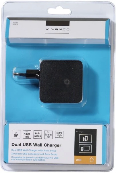 Vivanco PAH 70 USB Ladegerät, 2x2,4A Max. 2 Vivanco PAH 70 USB Ladegerät, 2x2,4A Max. – Bild 2