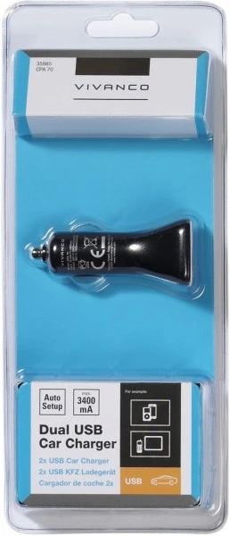 Vivanco CPA 70 USB-Kfz-Ladegerät 3,4A Max. 2 Vivanco CPA 70 USB-Kfz-Ladegerät 3,4A Max. – Bild 2