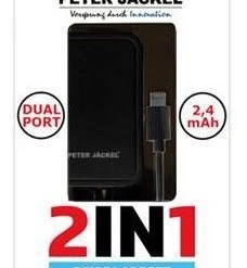 Peter Jäckel USB Travel Charger 2in1 Dual Port Lightning Schwarz