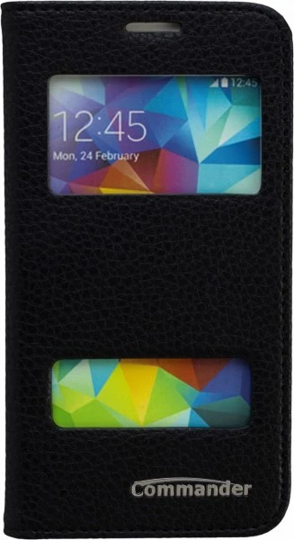 Commander Double Window (Leder) Für Galaxy S5 Mini Schwarz 1 Commander Double Window (Leder) Für Galaxy S5 Mini Schwarz