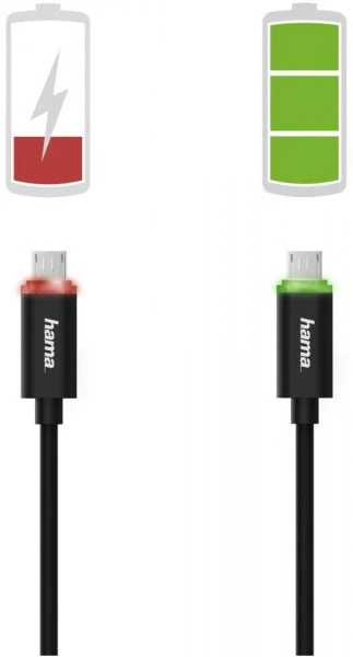 Hama Micro-USB Kabel Mit LED (1m) Schwarz 2 Hama Micro-USB Kabel Mit LED (1m) Schwarz – Bild 2