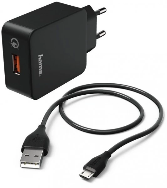 Hama Micro-USB-Ladeset (1,5 M) Schwarz Ladegerät QC 3.0+Micro-USB-Kabel 1 Hama Micro-USB-Ladeset (1,5 M) Schwarz Ladegerät QC 3.0+Micro-USB-Kabel
