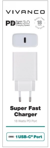 Vivanco PD3.0 USB-C Ladegerät (18W) Weiß 2 Vivanco PD3.0 USB-C Ladegerät (18W) Weiß – Bild 2