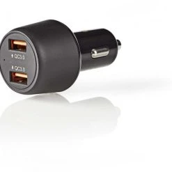 Nedis CCQC600ABK Kfz-Ladegerät (3A) 2x USB (QC 3.0) Schwarz