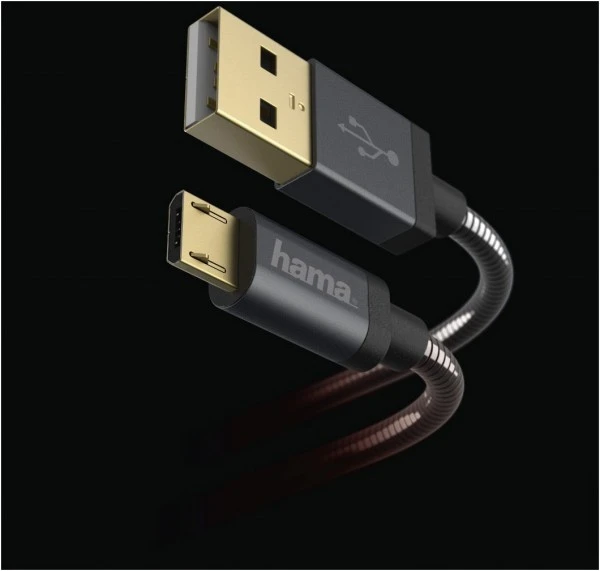 Hama Lade-Sync-Kabel Micro-USB (1,5m) Anthrazit 2 Hama Lade-Sync-Kabel Micro-USB (1,5m) Anthrazit – Bild 2