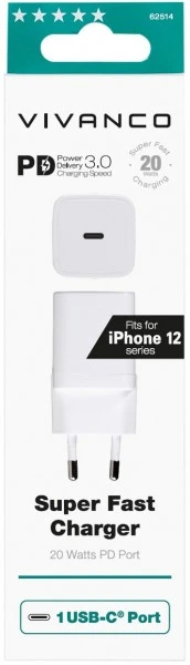 Vivanco PD3.0 USB Type-C (20W) Ladegerät Weiß 4 Vivanco PD3.0 USB Type-C (20W) Ladegerät Weiß – Bild 4