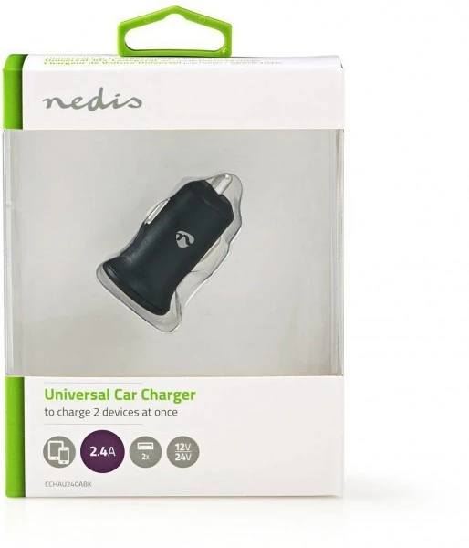 Nedis CCHAU240ABK USB Kfz-Ladegerät 2-fach Schwarz 2 Nedis CCHAU240ABK USB Kfz-Ladegerät 2-fach Schwarz – Bild 2