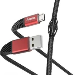 Hama Micro-USB-Kabel Extreme (1,5m) Schwarz/rot