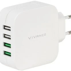 Vivanco CHARGVVUSB4.8AW 4fach Ladegerät Weiß