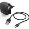 Hama Ladeset Opal 2-fach USB (1,4m) Schwarz