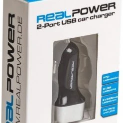 Alternative view of RealPower 2-Port USB Car Charger