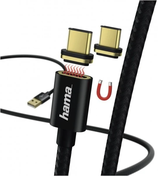Hama Magnet-Kabel USB Type-C (1 M) Schwarz 3 Hama Magnet-Kabel USB Type-C (1 M) Schwarz – Bild 3