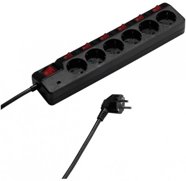 Vivanco 6-fach Überspannungschutz (1,8m) Steckdosenleiste Mit 7 Schaltern Schwarz 1 Vivanco 6-fach Überspannungschutz (1,8m) Steckdosenleiste Mit 7 Schaltern Schwarz