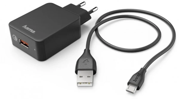 Hama Micro-USB-Ladeset (1,5 M) Schwarz Ladegerät QC 3.0+Micro-USB-Kabel 2 Hama Micro-USB-Ladeset (1,5 M) Schwarz Ladegerät QC 3.0+Micro-USB-Kabel – Bild 2