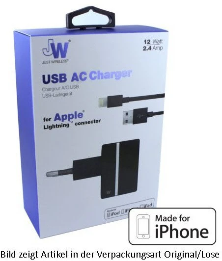 Hapena IPhone/iPod Ladeset Mit MFI Lightning Kabel Schwarz 2 Hapena IPhone/iPod Ladeset Mit MFI Lightning Kabel Schwarz – Bild 2
