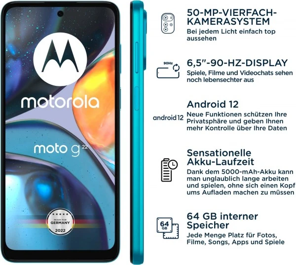 Motorola Moto G22 Smartphone Iceberg Blue 4 Motorola Moto G22 Smartphone Iceberg Blue – Bild 4