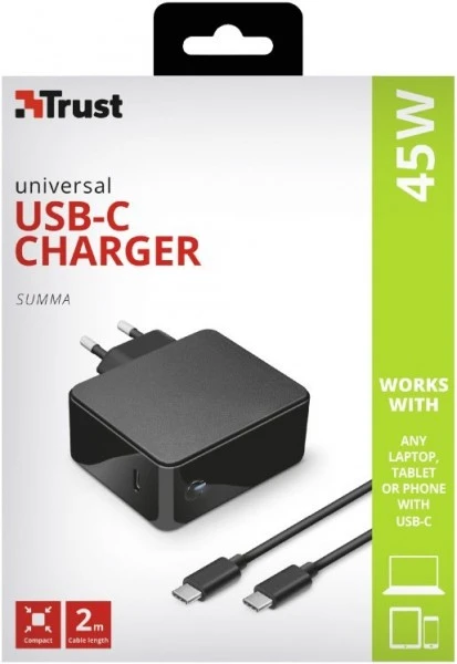 Trust Summa Universal USB-C Charger (45W) Schwarz 5 Trust Summa Universal USB-C Charger (45W) Schwarz – Bild 5