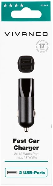 Vivanco 17W Dual USB Kfz Ladegerät Schwarz 4 Vivanco 17W Dual USB Kfz Ladegerät Schwarz – Bild 4