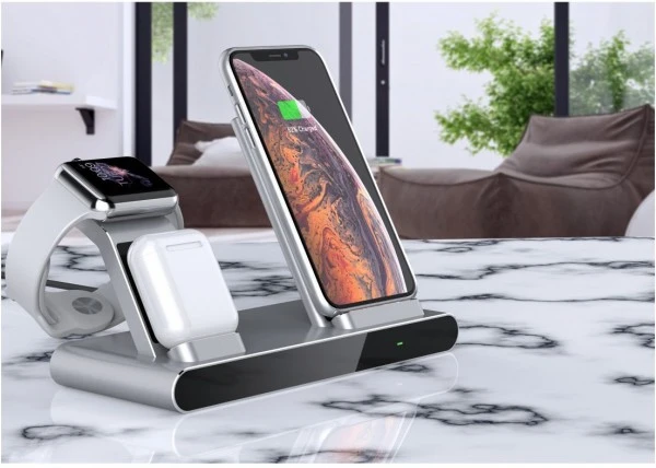 Rapoo 3-in-1 QI-Ladestation XC600 Inkl. Netzteil Silber 2 Rapoo 3-in-1 QI-Ladestation XC600 Inkl. Netzteil Silber – Bild 2